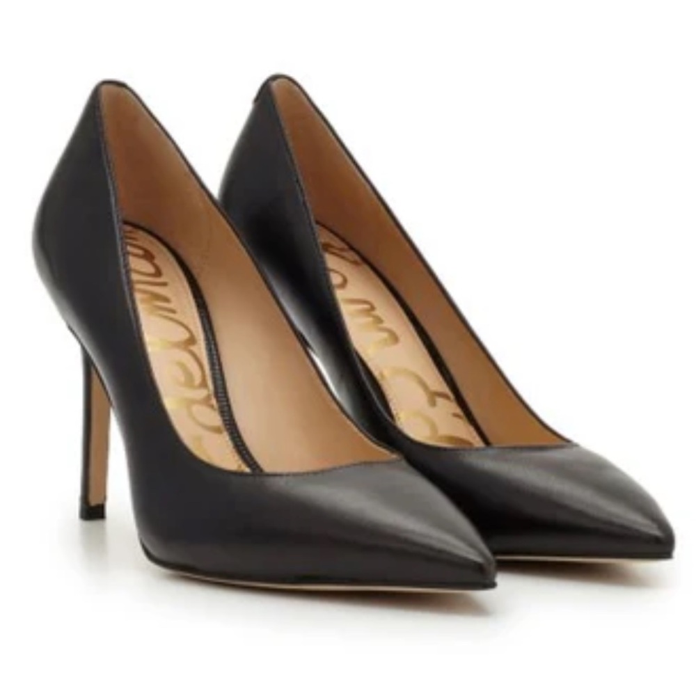 SAM EDELMAN HAZEL POINTED TOE HEEL CLASSIC BLACK LEATHER